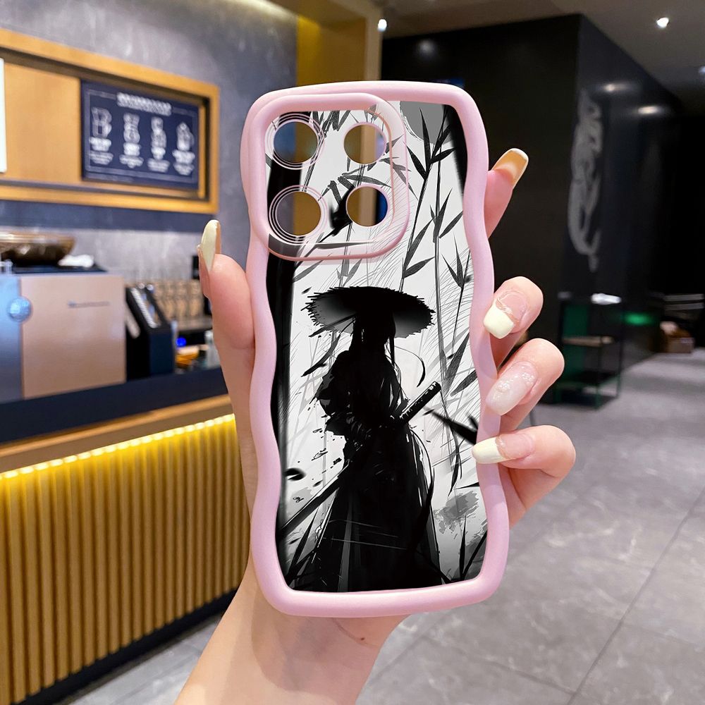 For Xiaomi Redmi Note 13 Pro 5G 12S 12 Turbo 11S 13C 12C Dragon Pattern Sword Wave Frame Phone Case Anti Drop Cover