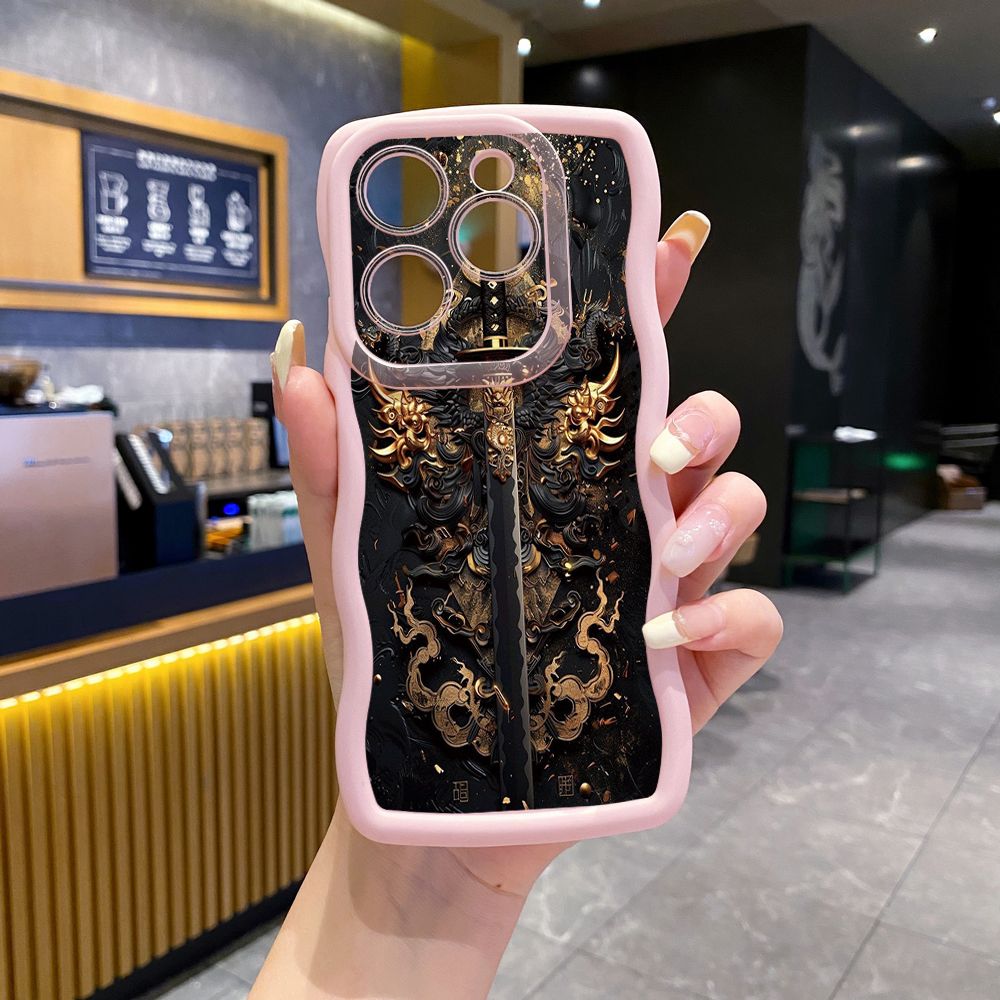For Tecno Camon 19 Pro NEO 20 30 POP 6 GO 7 Spark GO 2023 8C 9 10 Pro 20C Dragon Pattern Sword Wave Frame Phone Case Anti Drop Cover