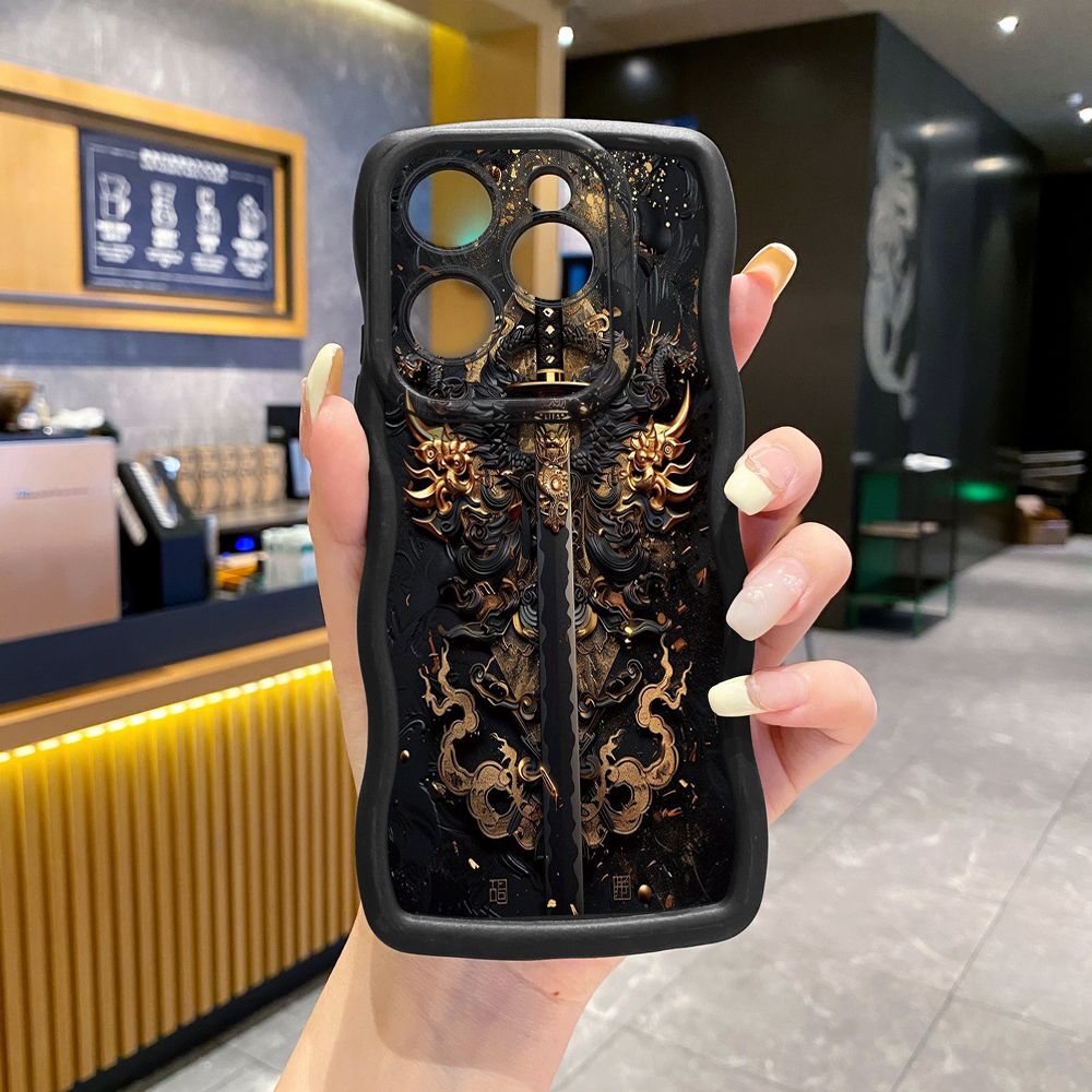 For Tecno Camon 19 Pro NEO 20 30 POP 6 GO 7 Spark GO 2023 8C 9 10 Pro 20C Dragon Pattern Sword Wave Frame Phone Case Anti Drop Cover