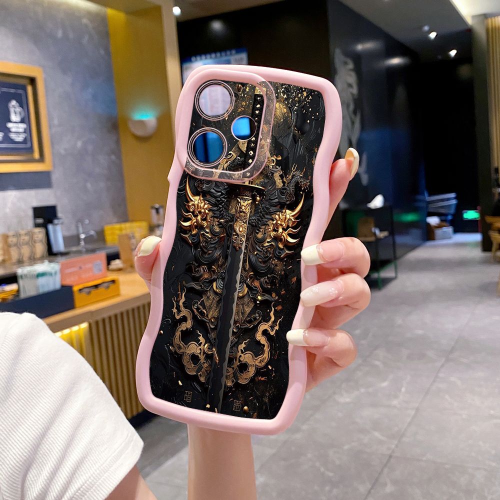 For Infinix Hot 40i 40 Pro Note 30 Play Smart 8 Pro 9 10 Play Lite Dragon Pattern Sword Wave Frame Phone Case Anti Drop Cover
