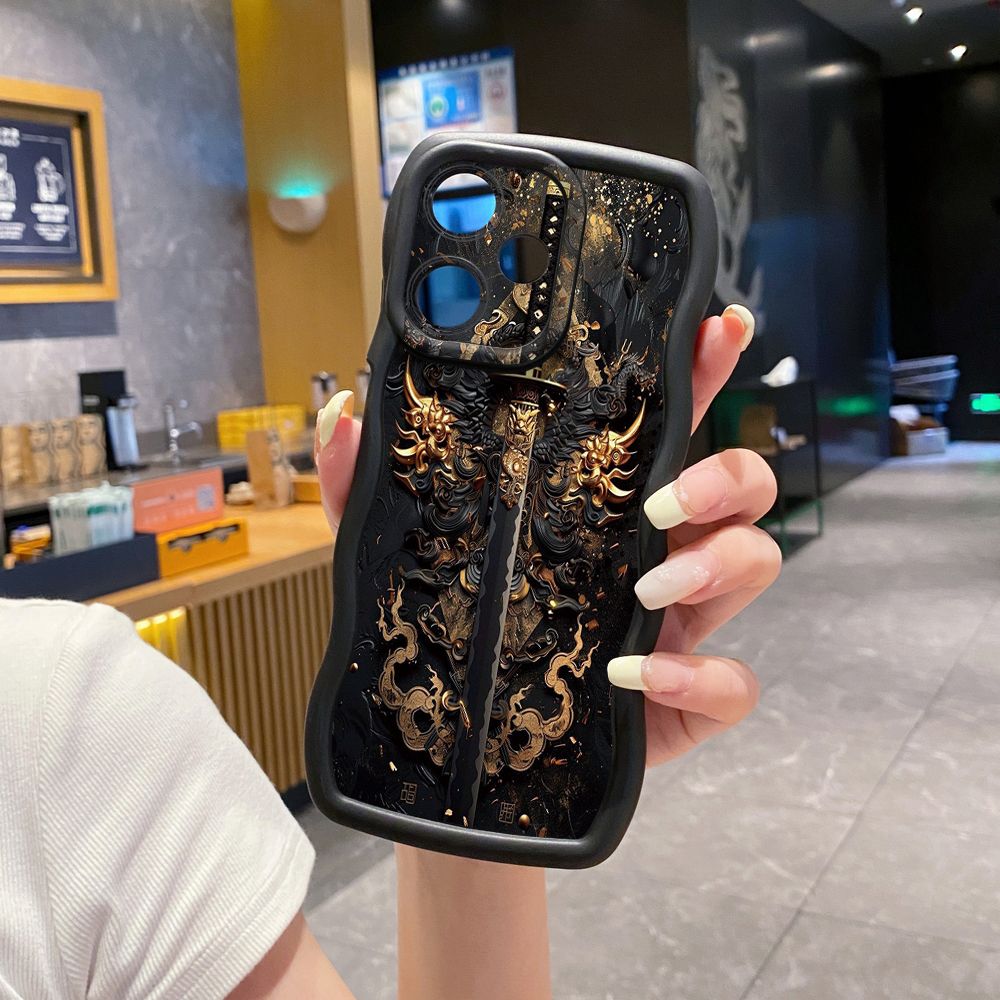 For Infinix Hot 40i 40 Pro Note 30 Play Smart 8 Pro 9 10 Play Lite Dragon Pattern Sword Wave Frame Phone Case Anti Drop Cover