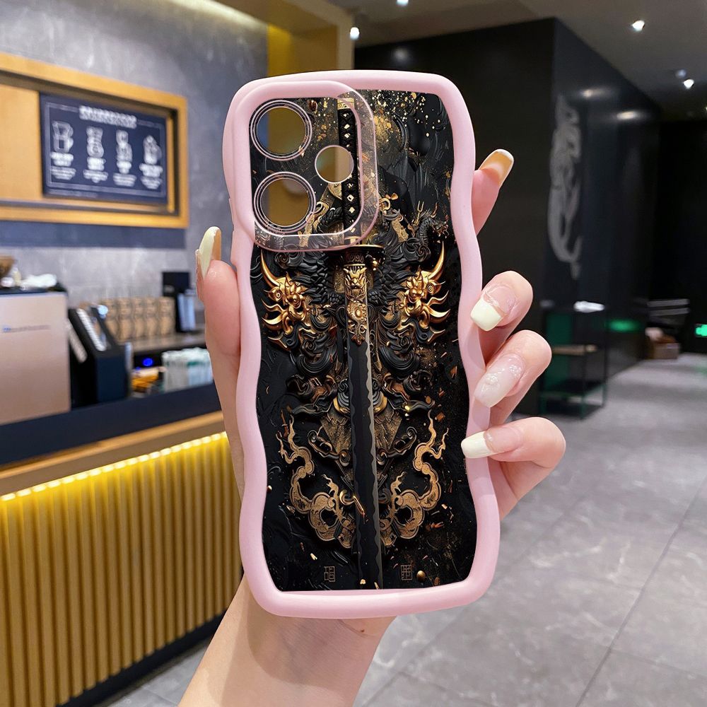 For Infinix Hot 40i 40 Pro Note 30 Play Smart 8 Pro 9 10 Play Lite Dragon Pattern Sword Wave Frame Phone Case Anti Drop Cover