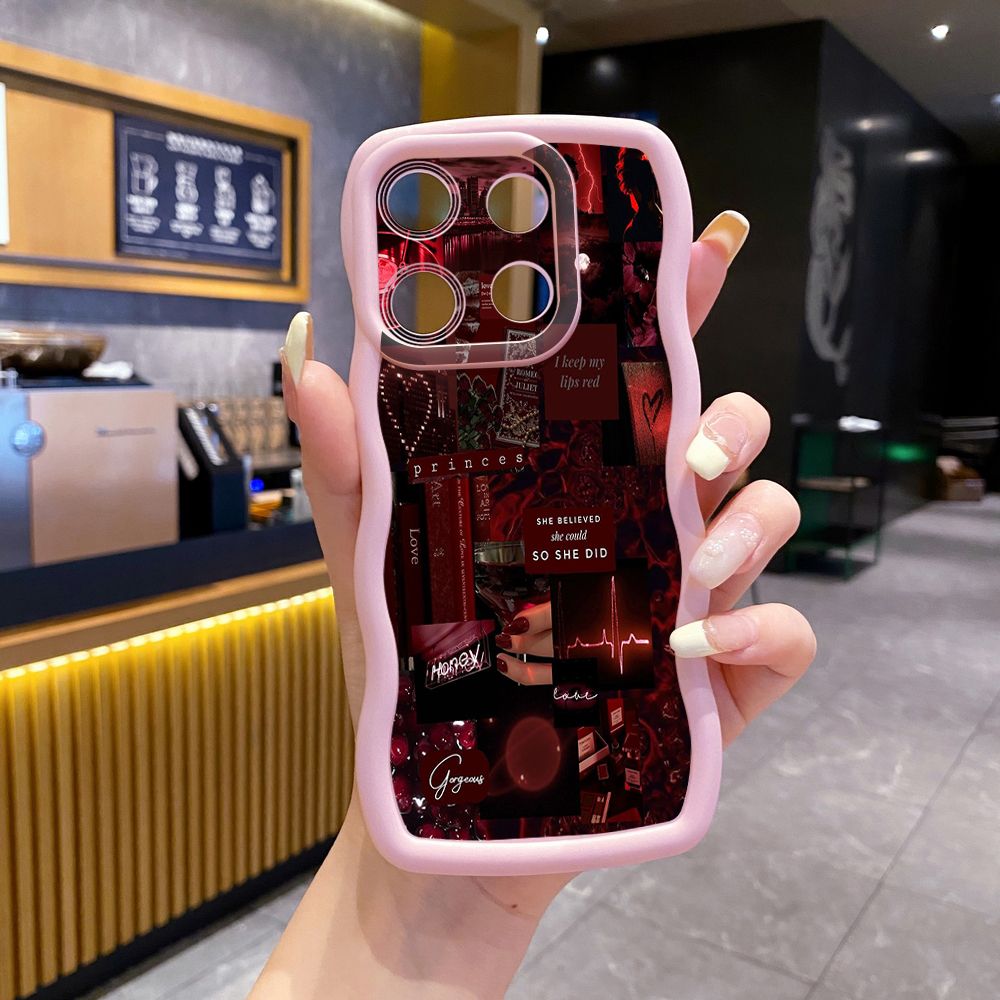 For ITEl A04 A60 A70 P40 S23 Plus Black Moon Wine Painting Wave Frame Phone Case Anti Drop Cover