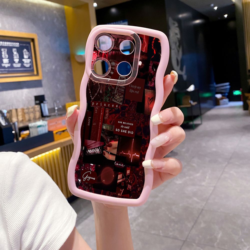 For ITEl A04 A60 A70 P40 S23 Plus Black Moon Wine Painting Wave Frame Phone Case Anti Drop Cover
