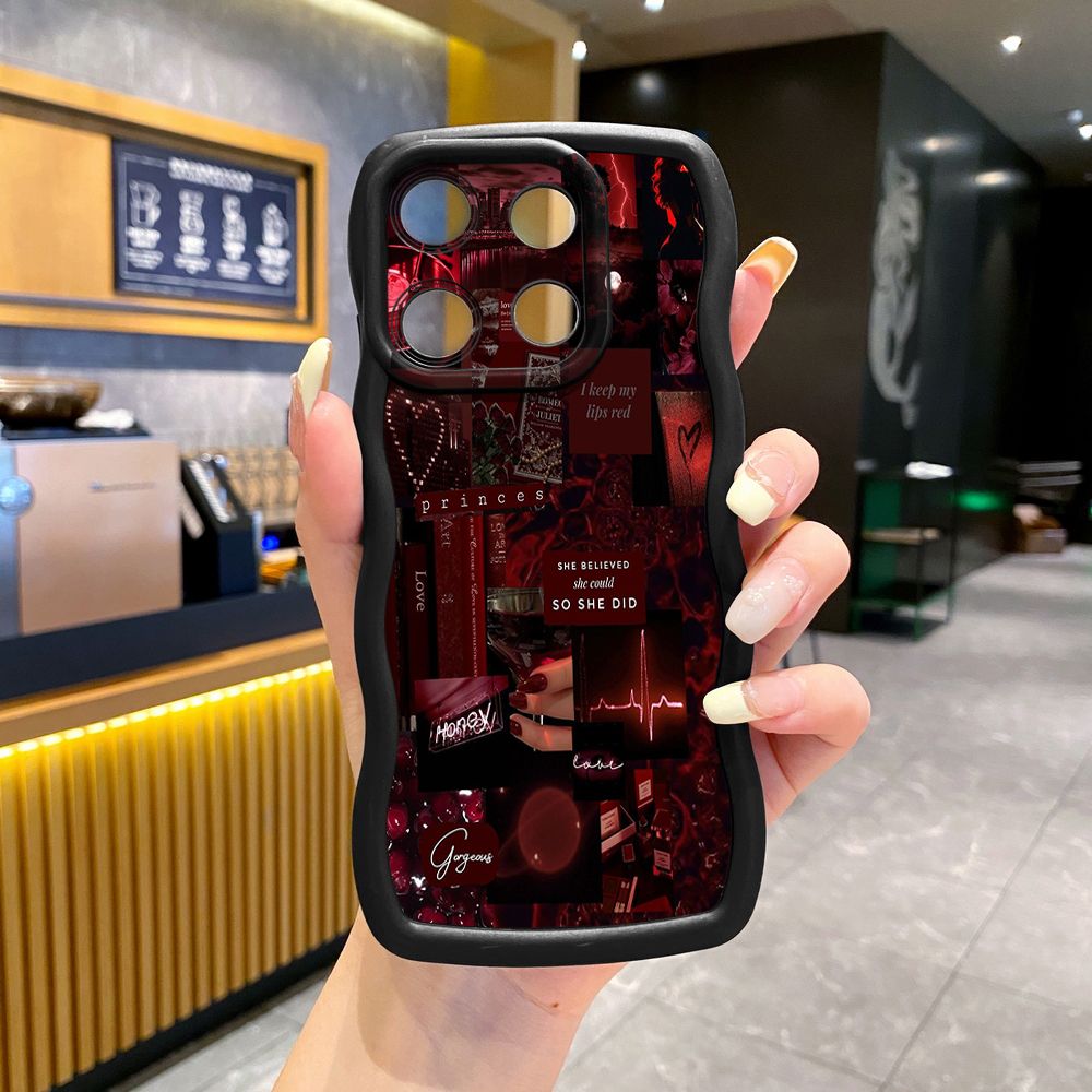 For ITEl A04 A60 A70 P40 S23 Plus Black Moon Wine Painting Wave Frame Phone Case Anti Drop Cover