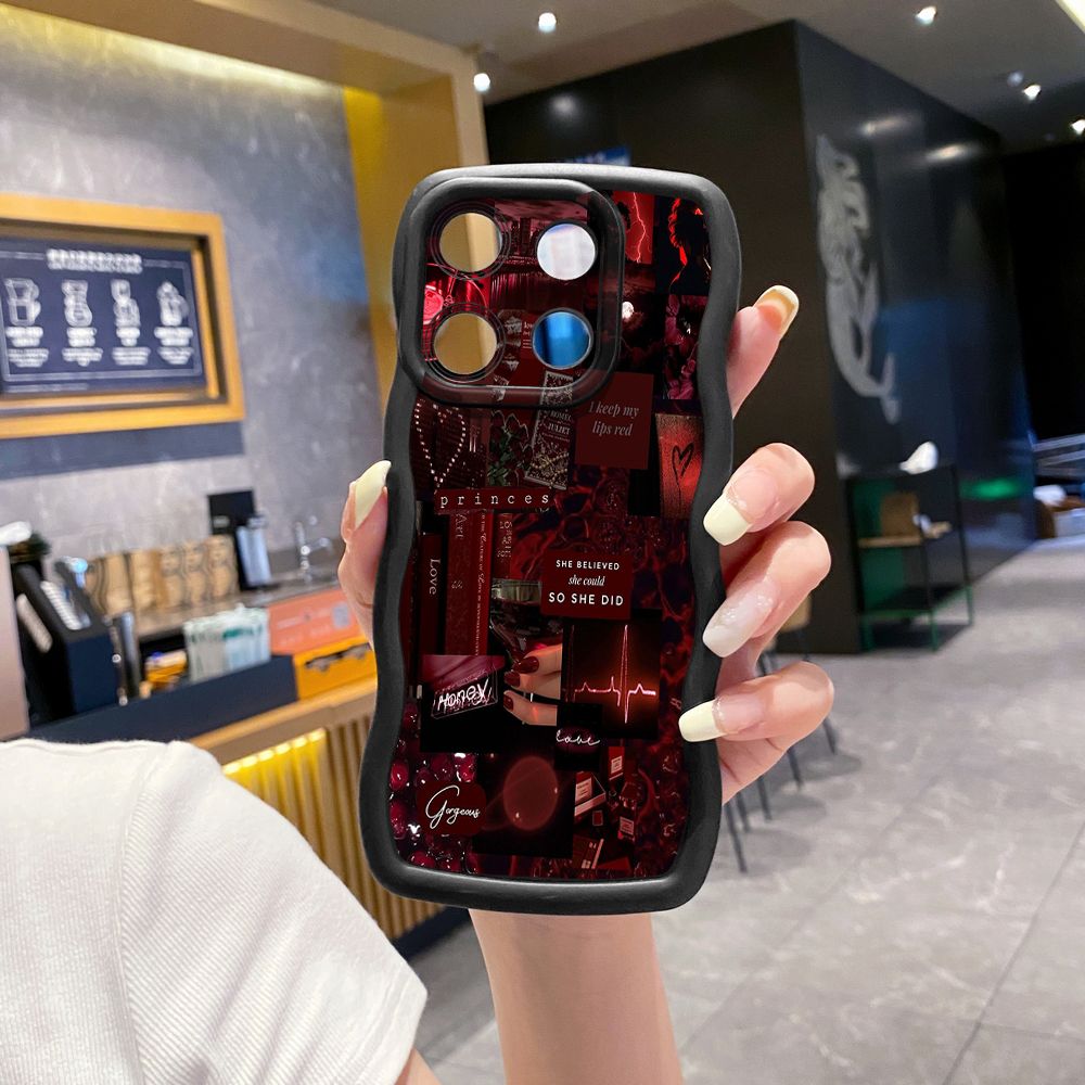 For ITEl A04 A60 A70 P40 S23 Plus Black Moon Wine Painting Wave Frame Phone Case Anti Drop Cover