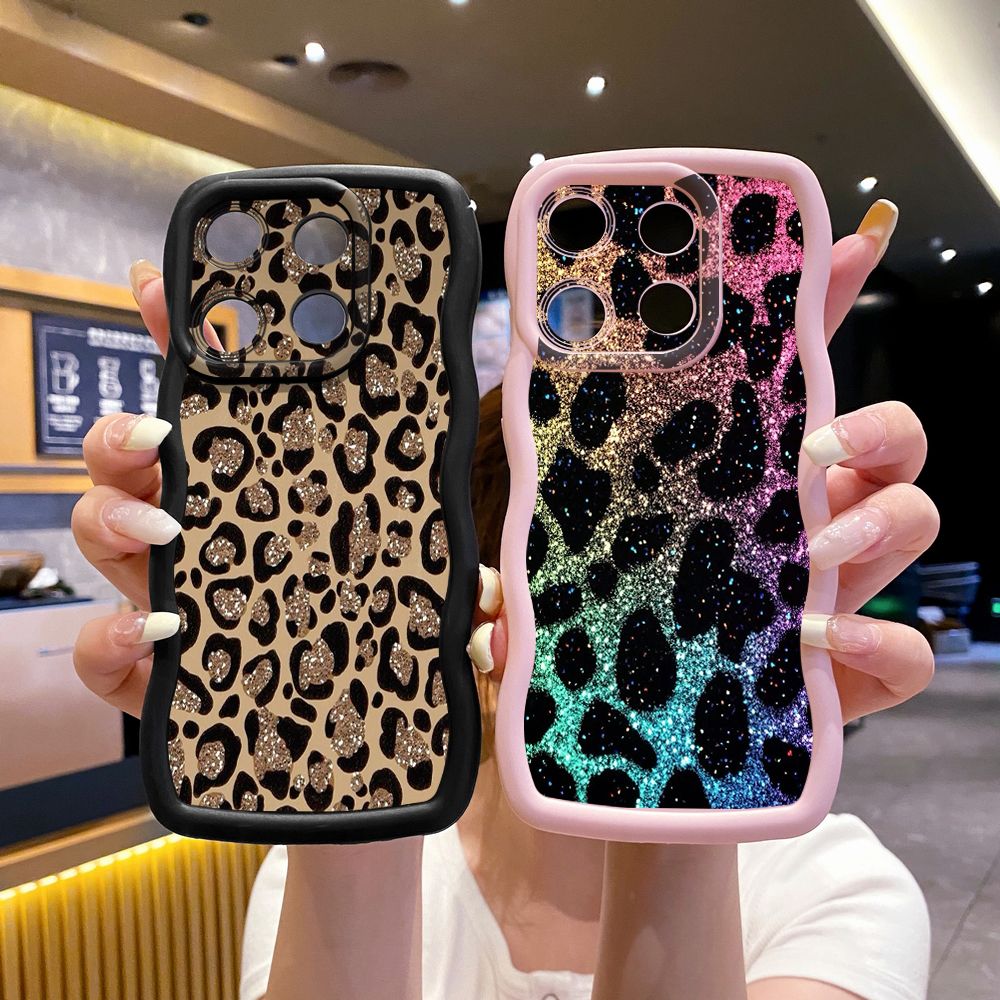 For Xiaomi Redmi Note 13 Pro 5G 12S 12 Turbo 11S 13C 12C Colorful Leopard Print Wave Frame Phone Case Anti Drop Cover