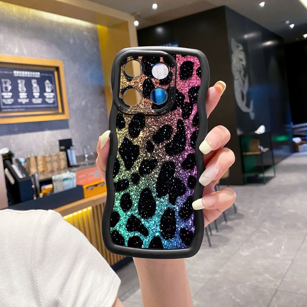 For Xiaomi Redmi Note 13 Pro 5G 12S 12 Turbo 11S 13C 12C Colorful Leopard Print Wave Frame Phone Case Anti Drop Cover