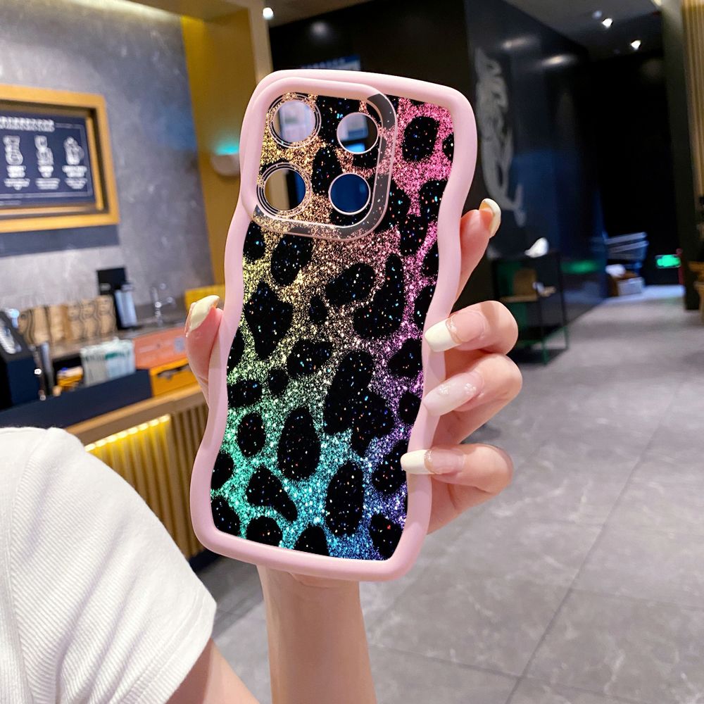 For Xiaomi Redmi Note 13 Pro 5G 12S 12 Turbo 11S 13C 12C Colorful Leopard Print Wave Frame Phone Case Anti Drop Cover