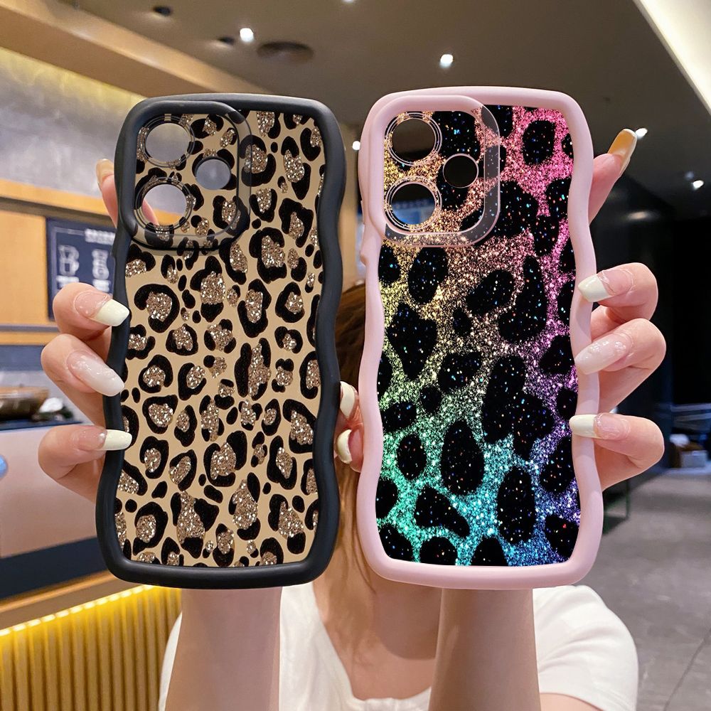 For Infinix Hot 40i 40 Pro Note 30 Play Smart 8 Pro 9 10 Play Lite Colorful Leopard Print Wave Frame Phone Case Anti Drop Cover