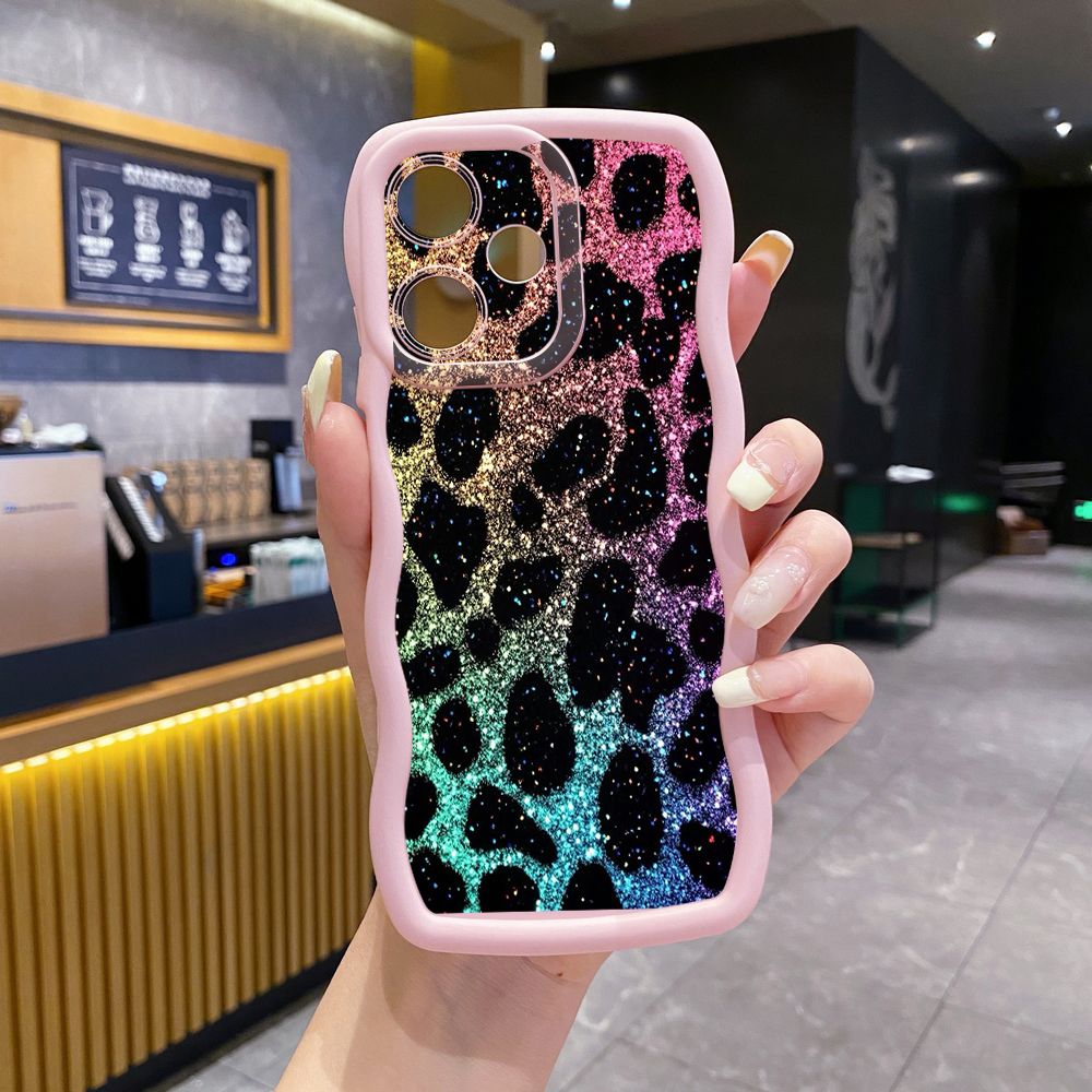 For Infinix Hot 40i 40 Pro Note 30 Play Smart 8 Pro 9 10 Play Lite Colorful Leopard Print Wave Frame Phone Case Anti Drop Cover