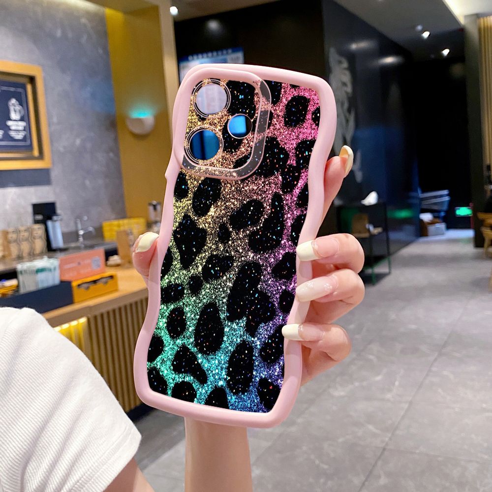For Infinix Hot 40i 40 Pro Note 30 Play Smart 8 Pro 9 10 Play Lite Colorful Leopard Print Wave Frame Phone Case Anti Drop Cover