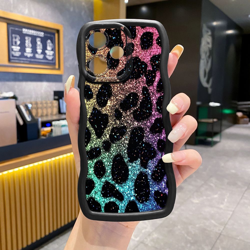 For Infinix Hot 40i 40 Pro Note 30 Play Smart 8 Pro 9 10 Play Lite Colorful Leopard Print Wave Frame Phone Case Anti Drop Cover