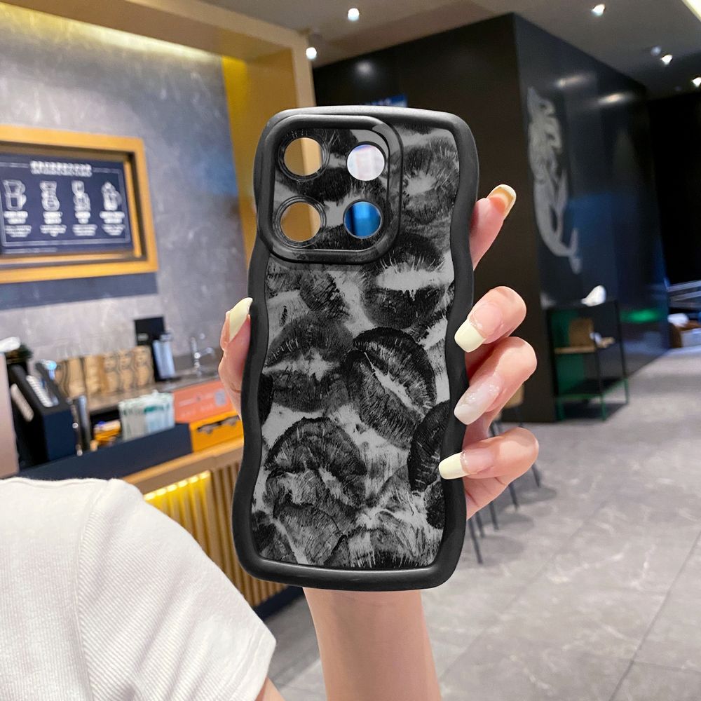 For Xiaomi Redmi Note 13 Pro 5G 12S 12 Turbo 11S 13C 12C Lips Wave Frame Phone Case Anti Drop Cover