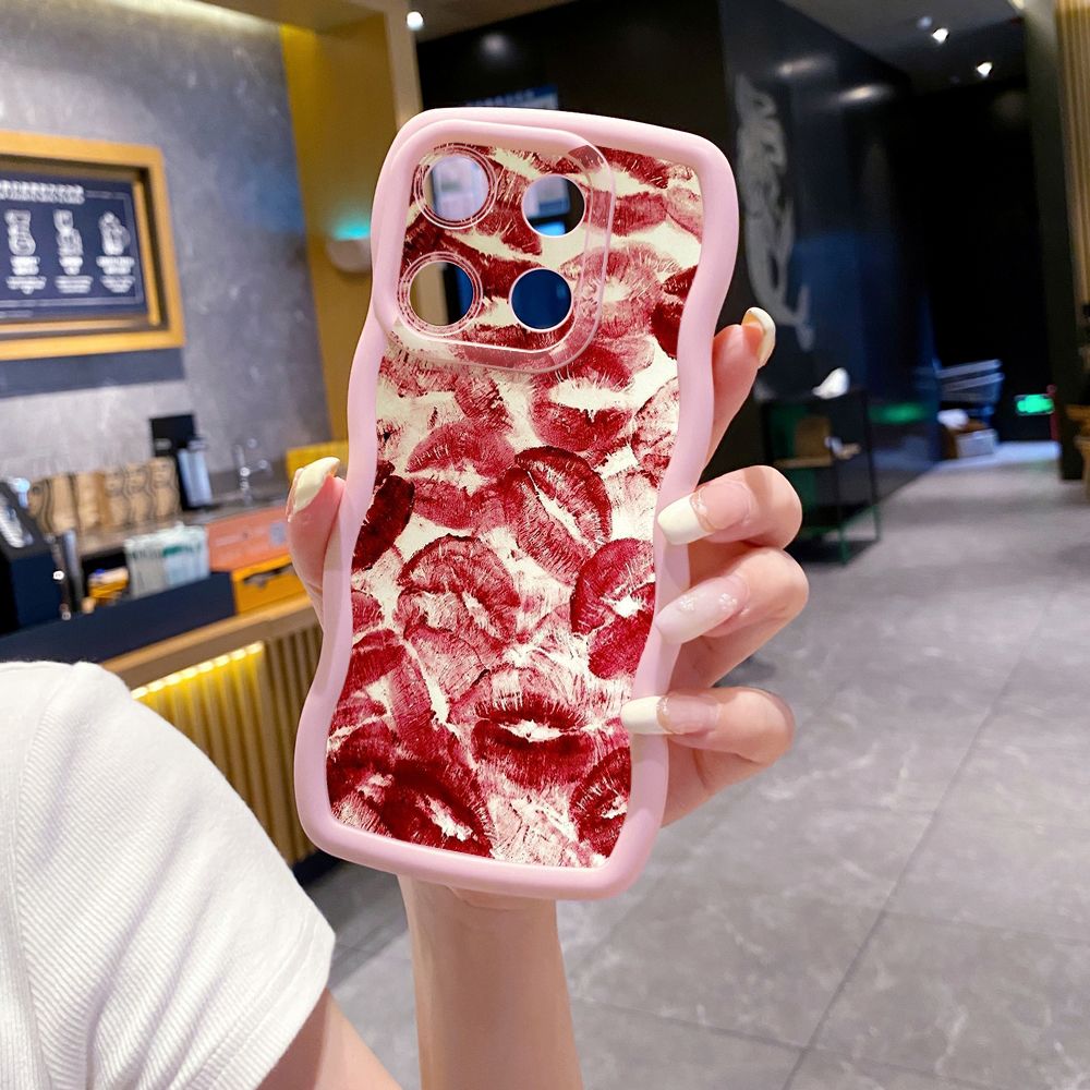 For Xiaomi Redmi Note 13 Pro 5G 12S 12 Turbo 11S 13C 12C Lips Wave Frame Phone Case Anti Drop Cover