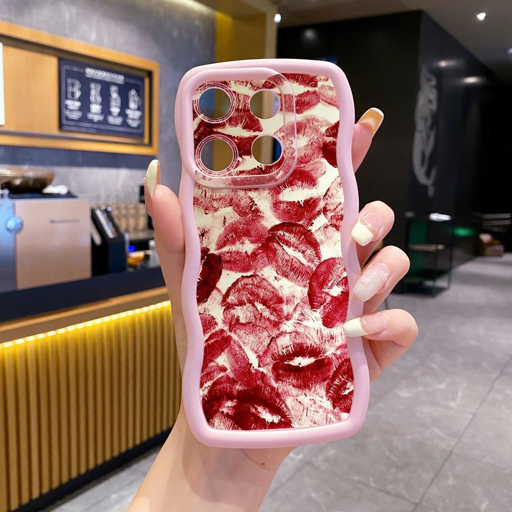 For Xiaomi Redmi Note 13 Pro 5G 12S 12 Turbo 11S 13C 12C Lips Wave Frame Phone Case Anti Drop Cover