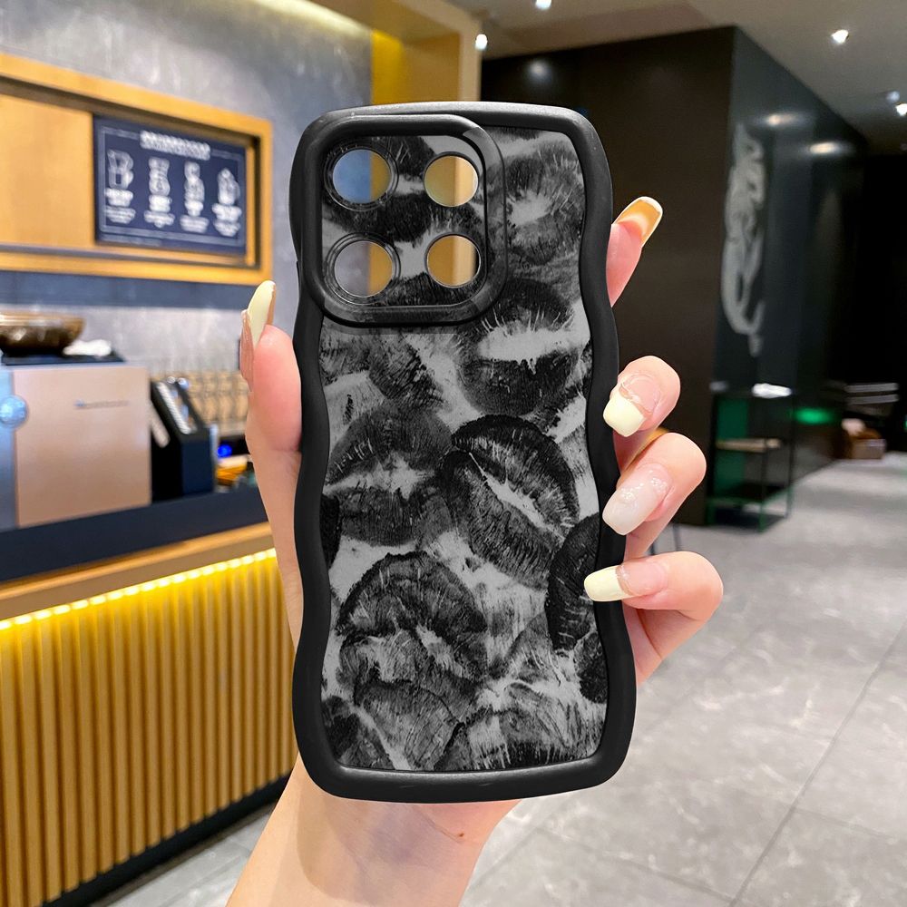 For Xiaomi Redmi Note 13 Pro 5G 12S 12 Turbo 11S 13C 12C Lips Wave Frame Phone Case Anti Drop Cover