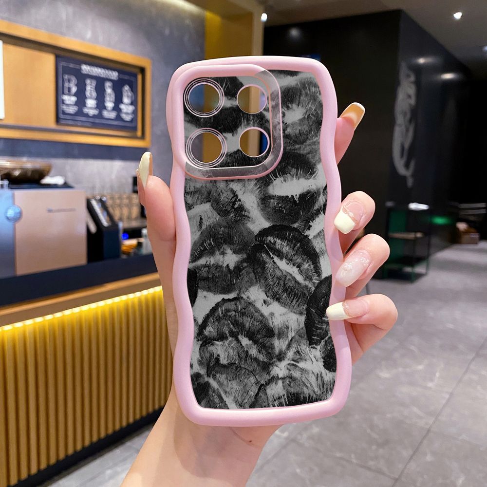 For Xiaomi Redmi Note 13 Pro 5G 12S 12 Turbo 11S 13C 12C Lips Wave Frame Phone Case Anti Drop Cover