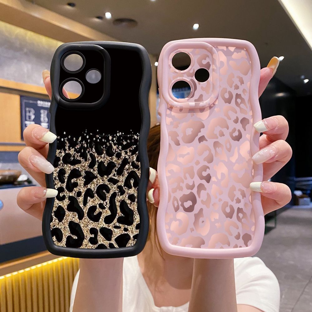 For Infinix Hot 40i 40 Pro Note 30 Play Smart 8 Pro 9 10 Play Lite Gradient Leopard Wave Frame Phone Case Anti Drop Cover