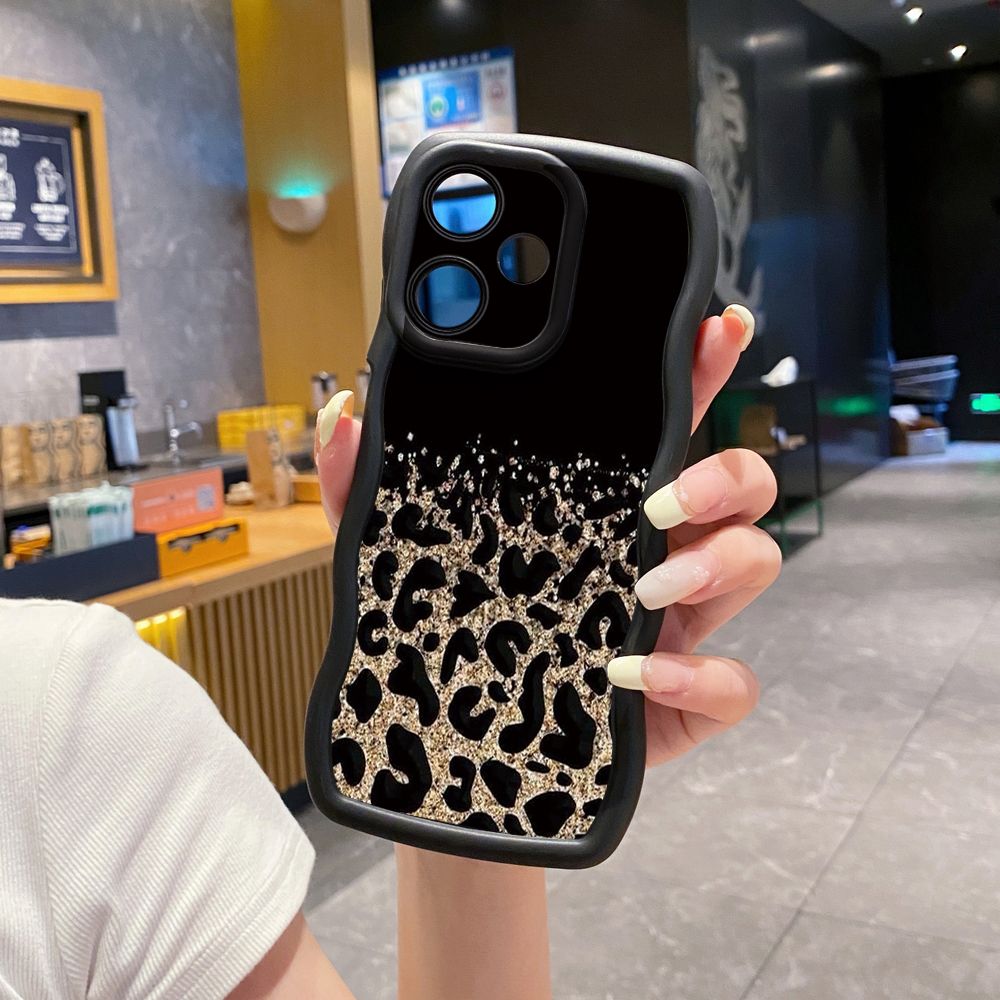 For Infinix Hot 40i 40 Pro Note 30 Play Smart 8 Pro 9 10 Play Lite Gradient Leopard Wave Frame Phone Case Anti Drop Cover