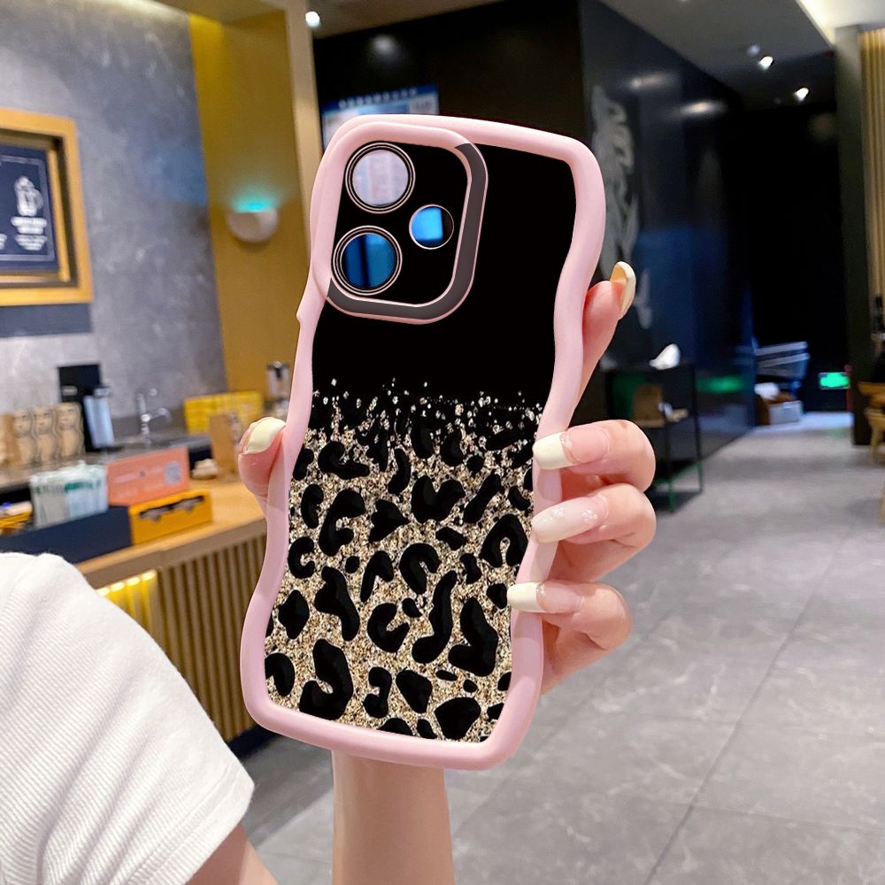 For Infinix Hot 40i 40 Pro Note 30 Play Smart 8 Pro 9 10 Play Lite Gradient Leopard Wave Frame Phone Case Anti Drop Cover