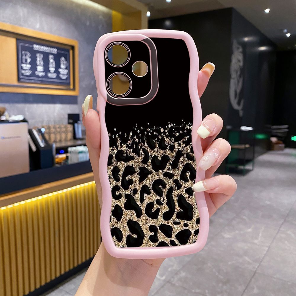 For Infinix Hot 40i 40 Pro Note 30 Play Smart 8 Pro 9 10 Play Lite Gradient Leopard Wave Frame Phone Case Anti Drop Cover