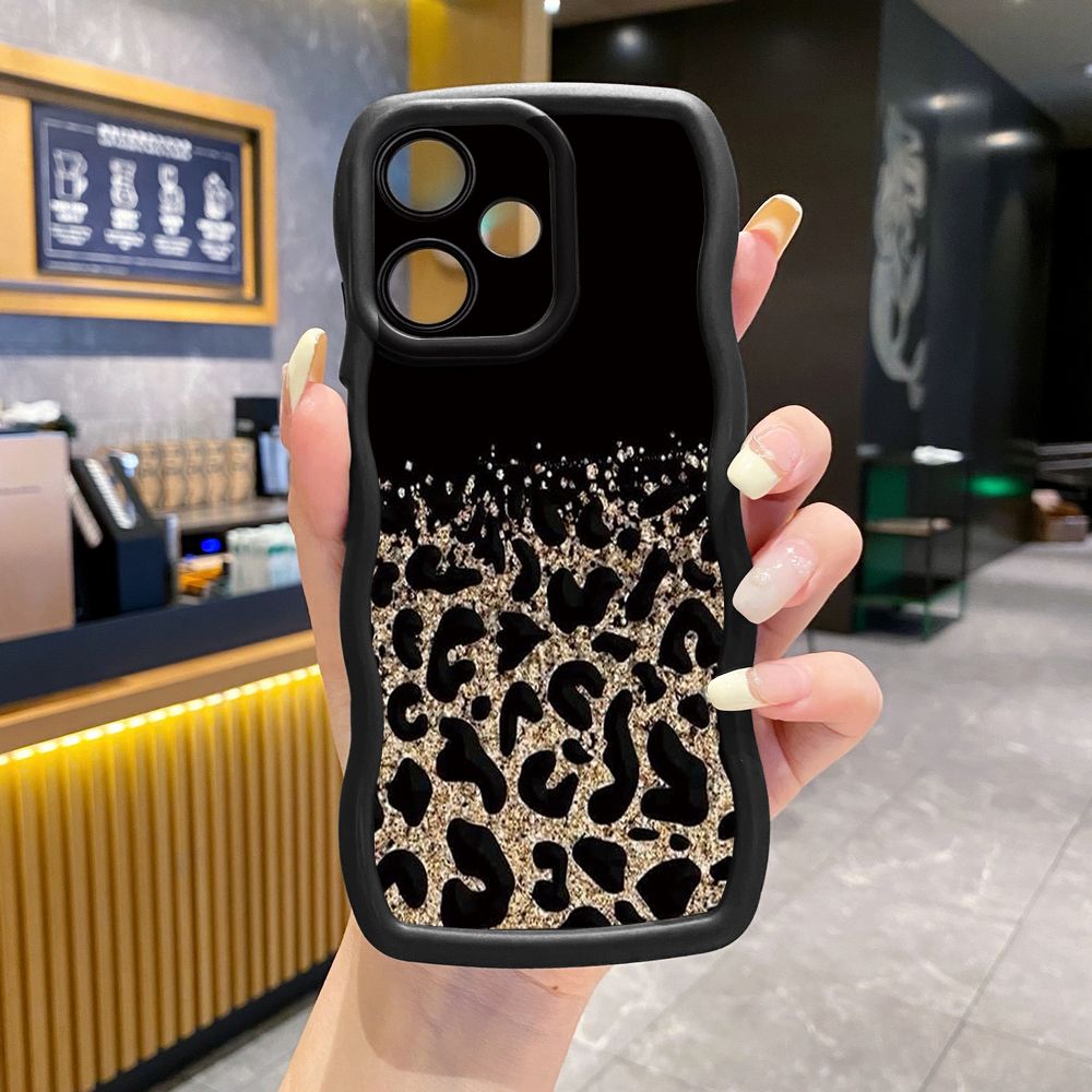 For Infinix Hot 40i 40 Pro Note 30 Play Smart 8 Pro 9 10 Play Lite Gradient Leopard Wave Frame Phone Case Anti Drop Cover