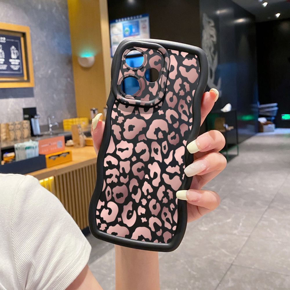 For Infinix Hot 40i 40 Pro Note 30 Play Smart 8 Pro 9 10 Play Lite Gradient Leopard Wave Frame Phone Case Anti Drop Cover