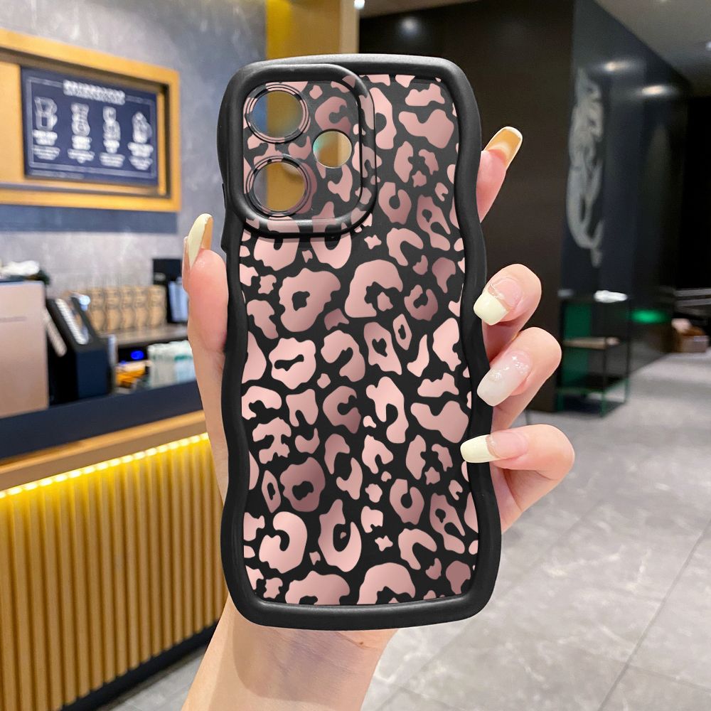 For Infinix Hot 40i 40 Pro Note 30 Play Smart 8 Pro 9 10 Play Lite Gradient Leopard Wave Frame Phone Case Anti Drop Cover