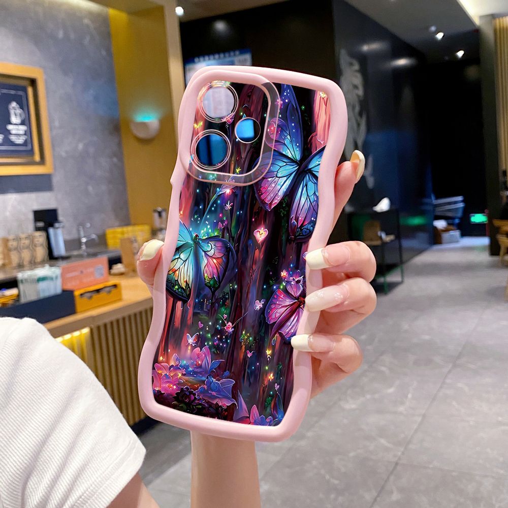 For Infinix Hot 40i 40 Pro Note 30 Play Smart 8 Pro 9 10 Play Lite Luxury Butterfly Wave Frame Phone Case Anti Drop Cover
