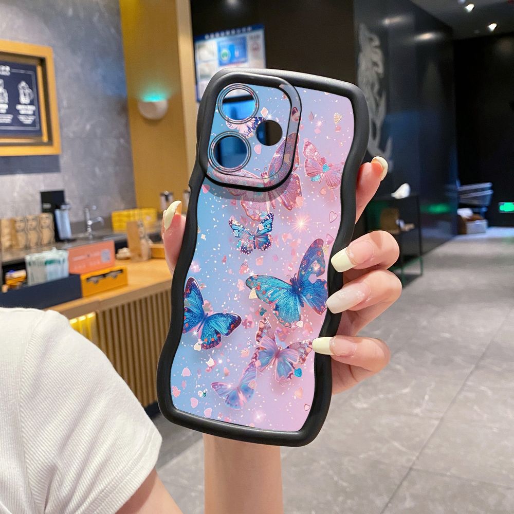 For Infinix Hot 40i 40 Pro Note 30 Play Smart 8 Pro 9 10 Play Lite Luxury Butterfly Wave Frame Phone Case Anti Drop Cover