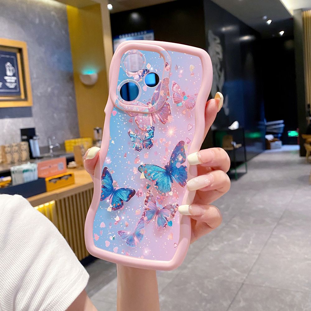 For Infinix Hot 40i 40 Pro Note 30 Play Smart 8 Pro 9 10 Play Lite Luxury Butterfly Wave Frame Phone Case Anti Drop Cover