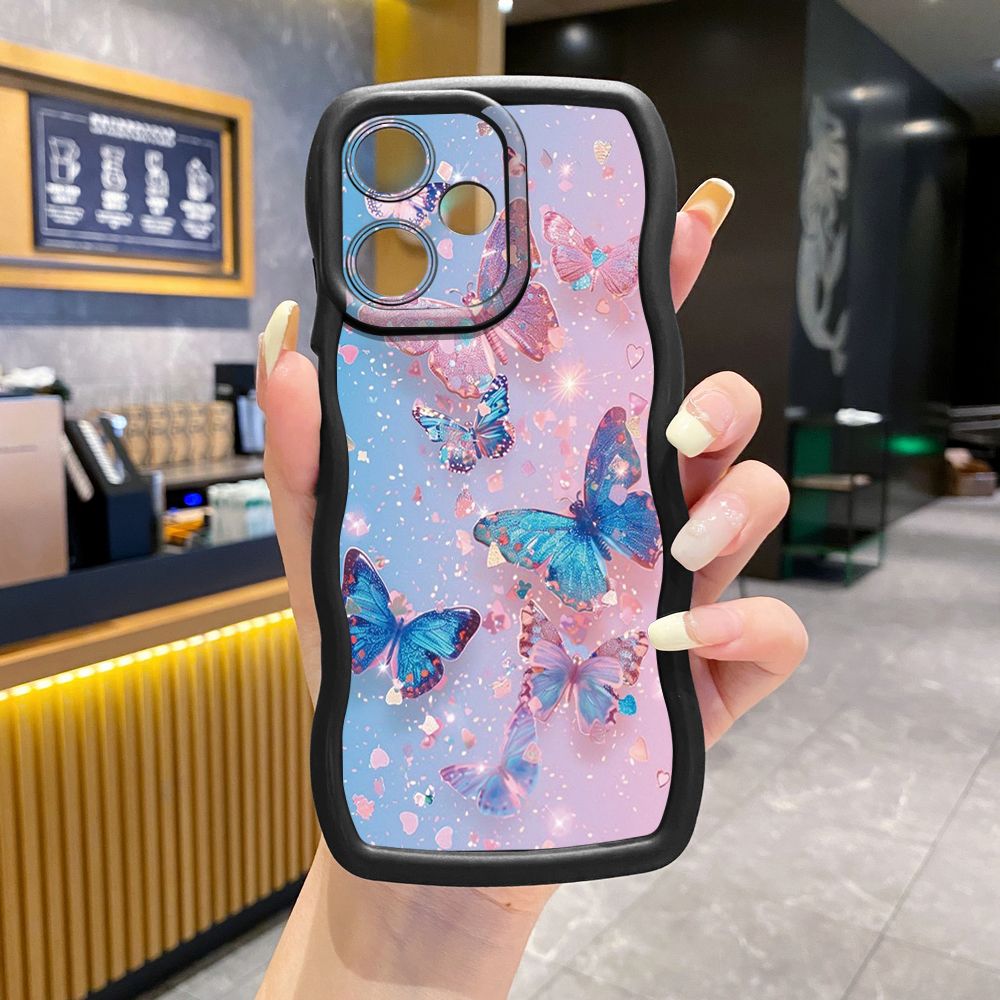 For Infinix Hot 40i 40 Pro Note 30 Play Smart 8 Pro 9 10 Play Lite Luxury Butterfly Wave Frame Phone Case Anti Drop Cover