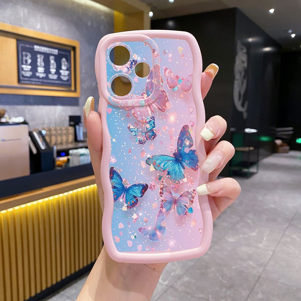 For Infinix Hot 40i 40 Pro Note 30 Play Smart 8 Pro 9 10 Play Lite Luxury Butterfly Wave Frame Phone Case Anti Drop Cover