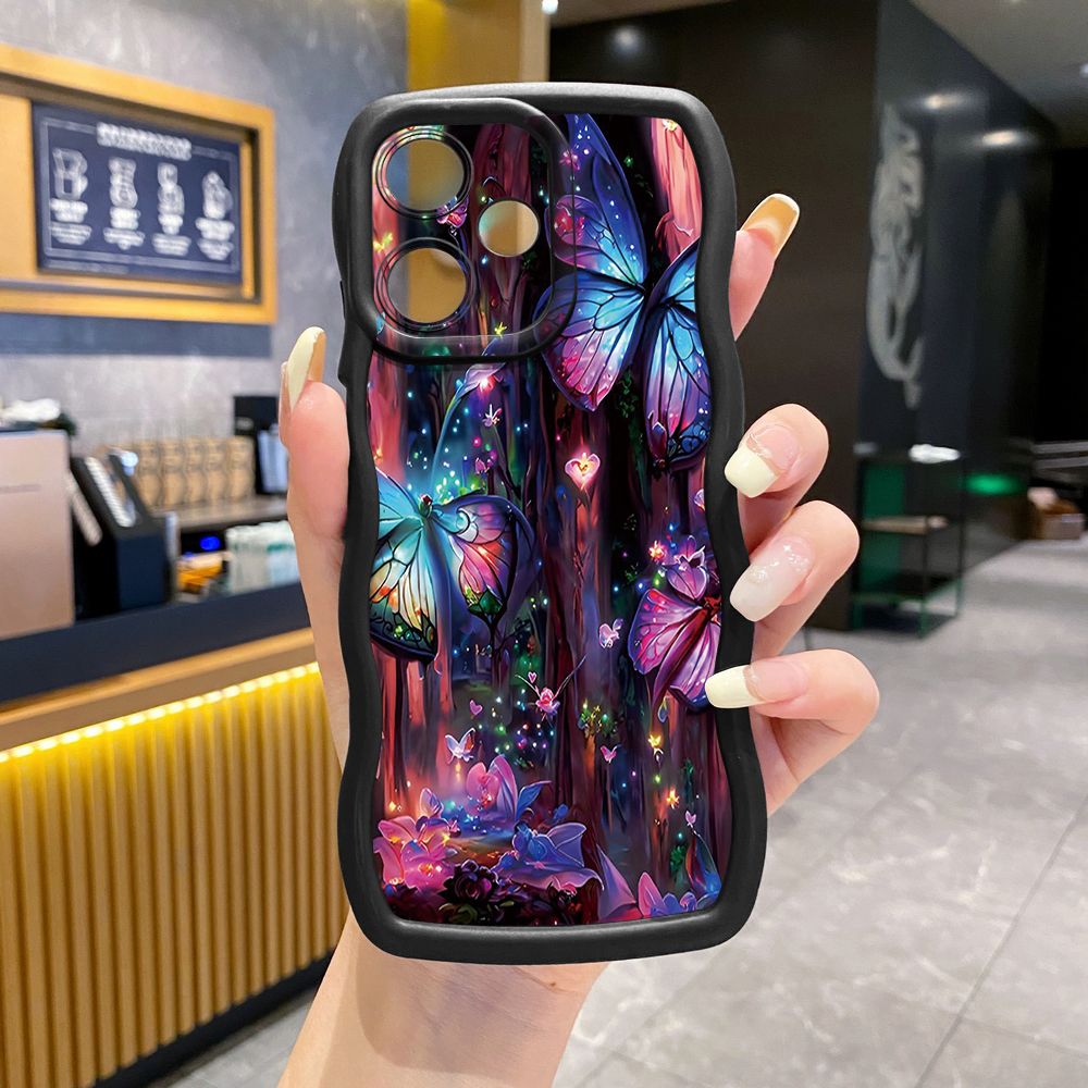For Infinix Hot 40i 40 Pro Note 30 Play Smart 8 Pro 9 10 Play Lite Luxury Butterfly Wave Frame Phone Case Anti Drop Cover