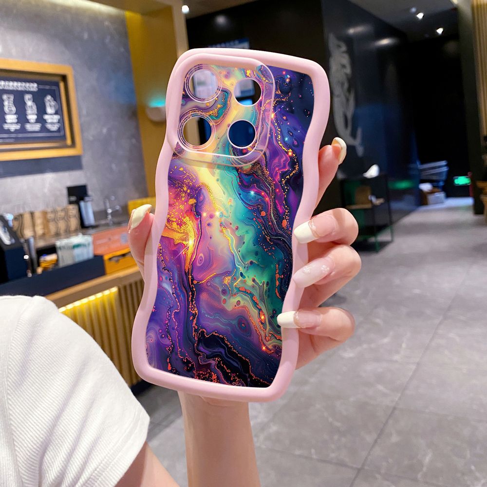For Xiaomi Redmi Note 13 Pro 5G 12S 12 Turbo 11S 13C 12C Luxury Marble Wave Frame Phone Case Anti Drop Cover