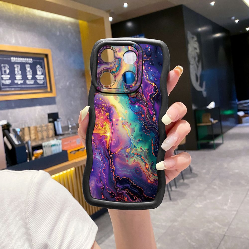 For Xiaomi Redmi Note 13 Pro 5G 12S 12 Turbo 11S 13C 12C Luxury Marble Wave Frame Phone Case Anti Drop Cover