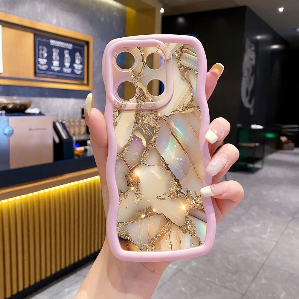 For Xiaomi Redmi Note 13 Pro 5G 12S 12 Turbo 11S 13C 12C Luxury Marble Wave Frame Phone Case Anti Drop Cover