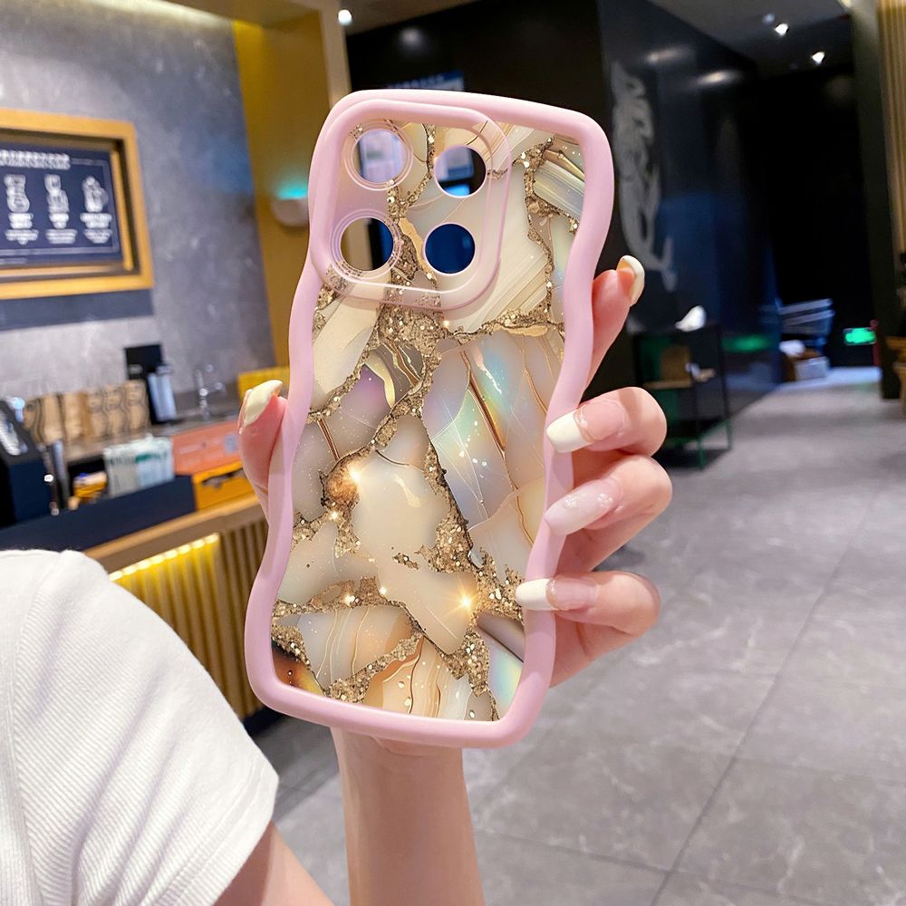 For Xiaomi Redmi Note 13 Pro 5G 12S 12 Turbo 11S 13C 12C Luxury Marble Wave Frame Phone Case Anti Drop Cover
