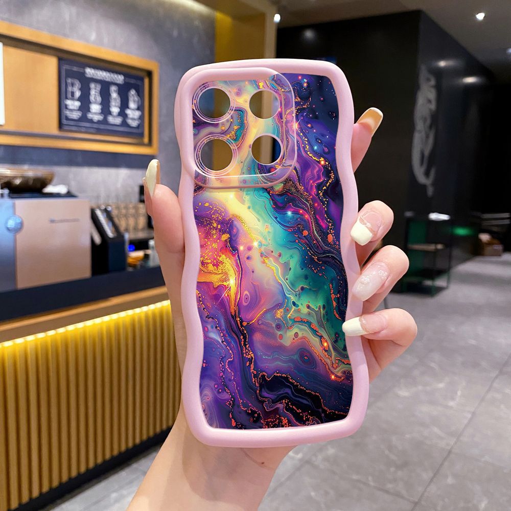 For Xiaomi Redmi Note 13 Pro 5G 12S 12 Turbo 11S 13C 12C Luxury Marble Wave Frame Phone Case Anti Drop Cover