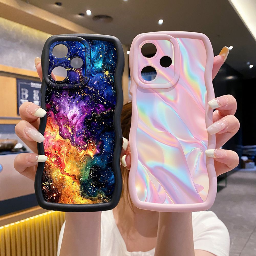 For OPPO Realme C67 C53 C51 Note 50 C21Y C25Y C33 C30 C35 9i Graient Color Luxury Wave Frame Phone Case Anti Drop Cover