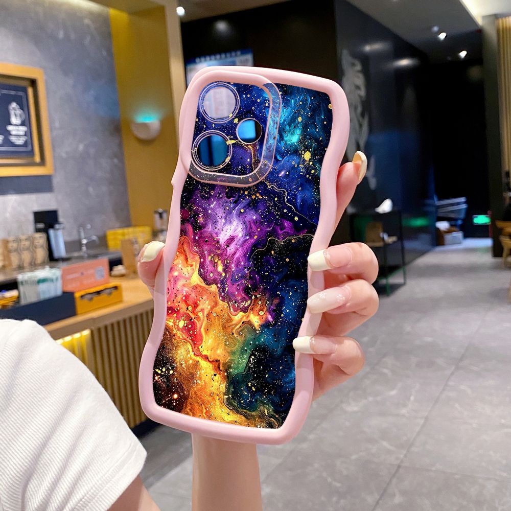 For OPPO Realme C67 C53 C51 Note 50 C21Y C25Y C33 C30 C35 9i Graient Color Luxury Wave Frame Phone Case Anti Drop Cover