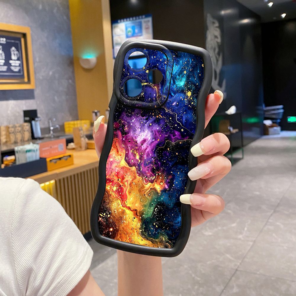 For OPPO Realme C67 C53 C51 Note 50 C21Y C25Y C33 C30 C35 9i Graient Color Luxury Wave Frame Phone Case Anti Drop Cover
