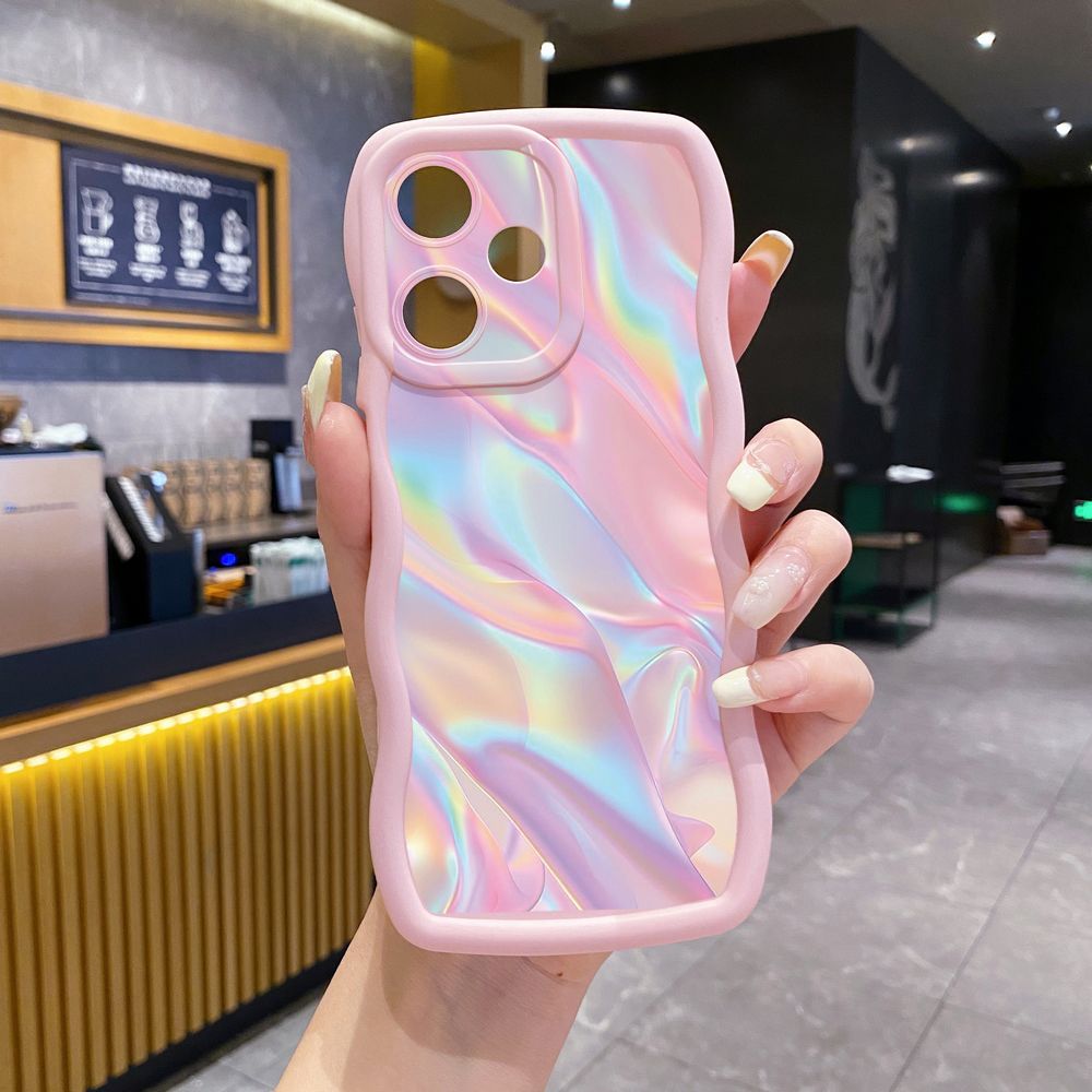 For OPPO Realme C67 C53 C51 Note 50 C21Y C25Y C33 C30 C35 9i Graient Color Luxury Wave Frame Phone Case Anti Drop Cover