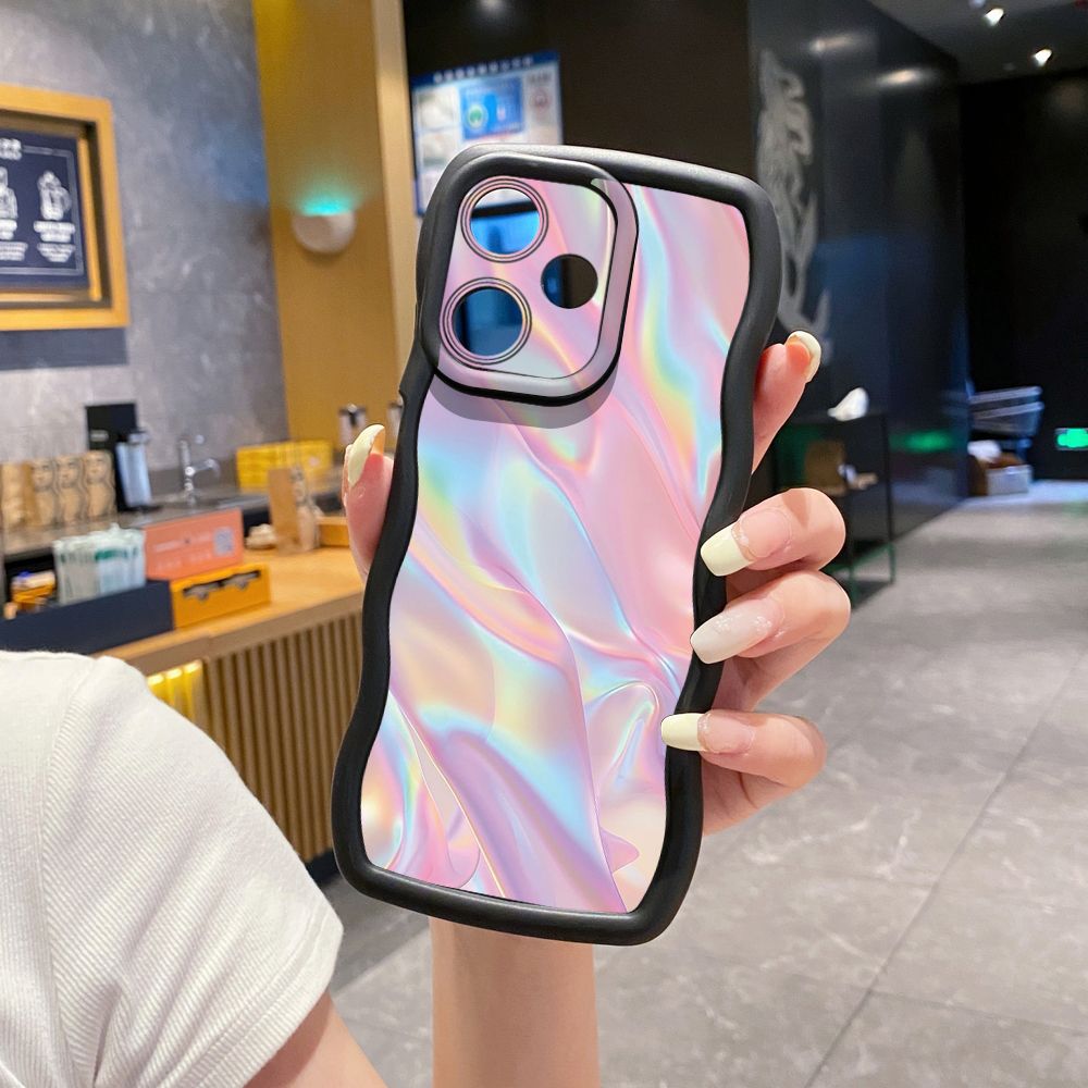 For OPPO Realme C67 C53 C51 Note 50 C21Y C25Y C33 C30 C35 9i Graient Color Luxury Wave Frame Phone Case Anti Drop Cover