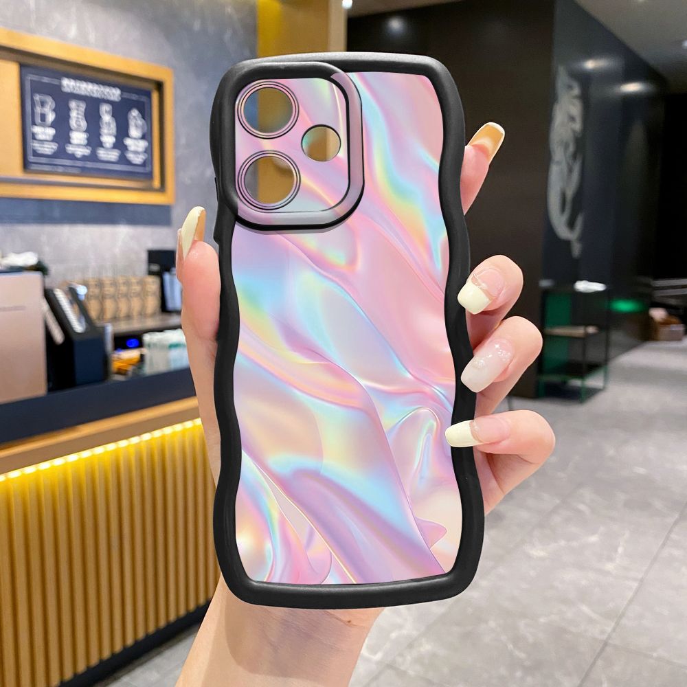 For OPPO Realme C67 C53 C51 Note 50 C21Y C25Y C33 C30 C35 9i Graient Color Luxury Wave Frame Phone Case Anti Drop Cover