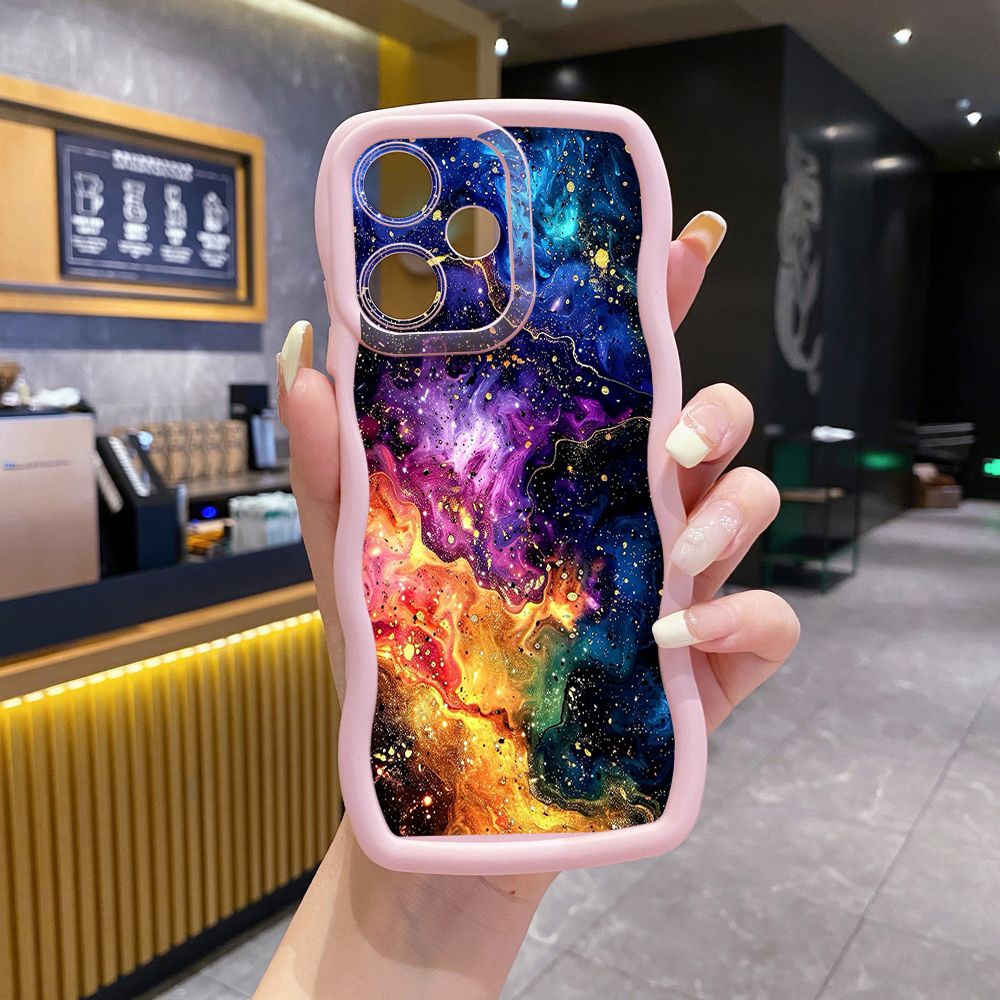 For OPPO Realme C67 C53 C51 Note 50 C21Y C25Y C33 C30 C35 9i Graient Color Luxury Wave Frame Phone Case Anti Drop Cover