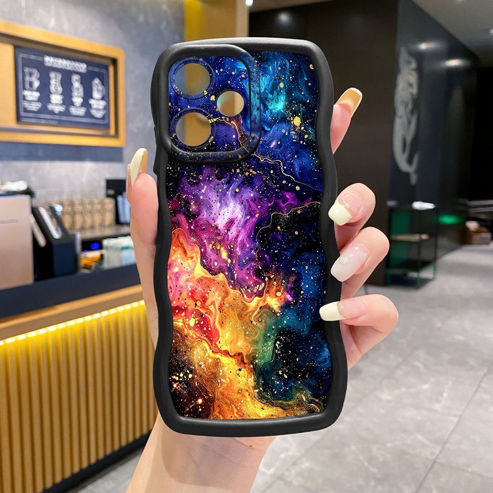 For OPPO Realme C67 C53 C51 Note 50 C21Y C25Y C33 C30 C35 9i Graient Color Luxury Wave Frame Phone Case Anti Drop Cover