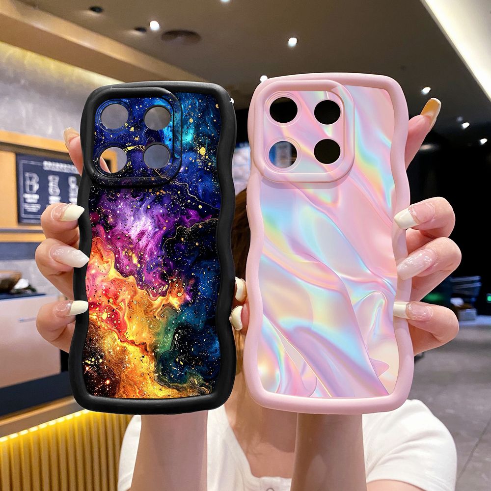 For ITEl A04 A60 A70 P40 S23 Plus Graient Color Luxury Wave Frame Phone Case Anti Drop Cover