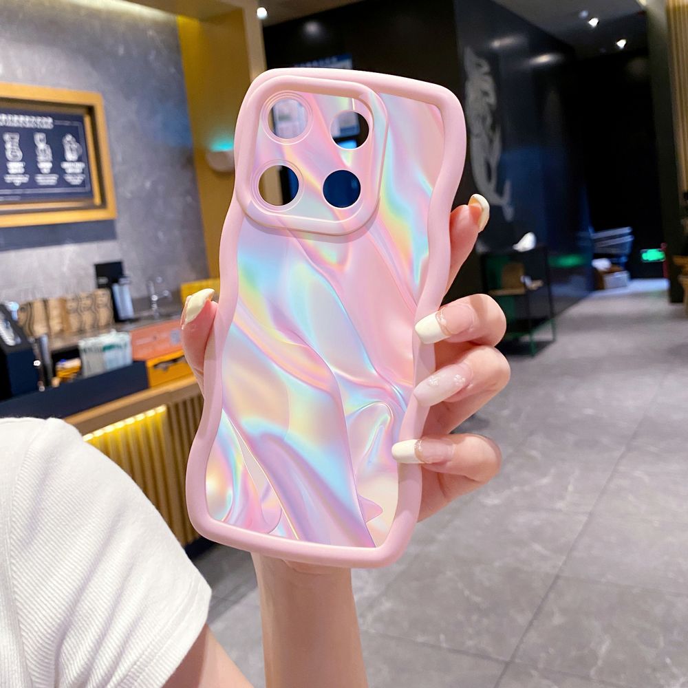 For ITEl A04 A60 A70 P40 S23 Plus Graient Color Luxury Wave Frame Phone Case Anti Drop Cover